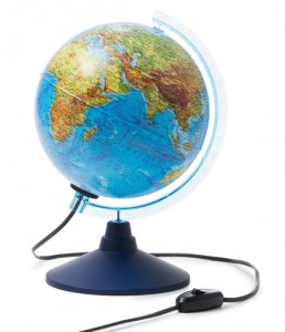 Глобус Земли физико политический Классик Евро 210 мм с подсветкой Ке012100181 6+