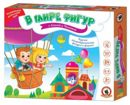 Настольная игра В мире фигур с Алисой и Никитой 84 карточки 03440 3+