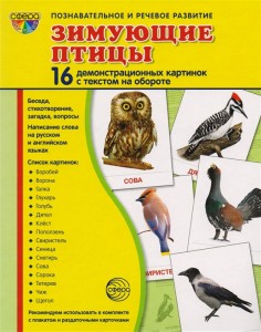 Демонстрационные картинки Зимующие птицы 16 демонстрационных картинок с текстом на обороте Познавательное и речевое развитие Демонстрационный материал Пособие Цветкова ТВ 0+