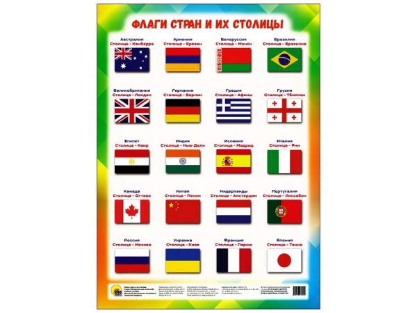 Флаги стран и их столицы Шпрагалки для малышей Учебное пособие 0+