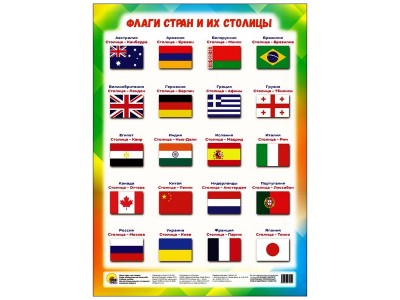 Флаги стран и их столицы Шпрагалки для малышей Учебное пособие 0+