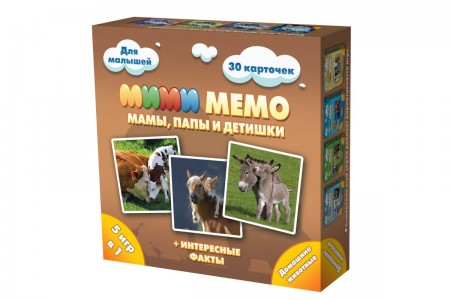 Настольная игра Нескучные игры Ми Ми Мемо Домашние животные Мамы папы и детишки + интересные факты 30 карточек 8051 3+