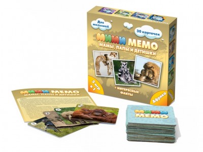Настольная игра Нескучные игры Ми Ми Мемо Африка Мамы папы и детишки + интересные факты 30 карточек 8049 3+